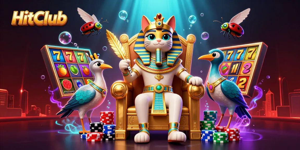 Engage with HitClub's slots and jackpot games featuring dynamic characters in a vibrant digital casino scene.