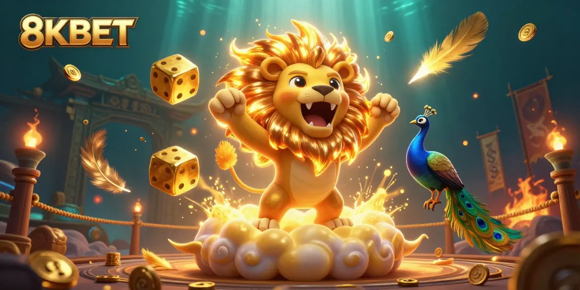 Experience thrilling bets with 8KBET in this vibrant, dynamic casino scene illustrating excitement.