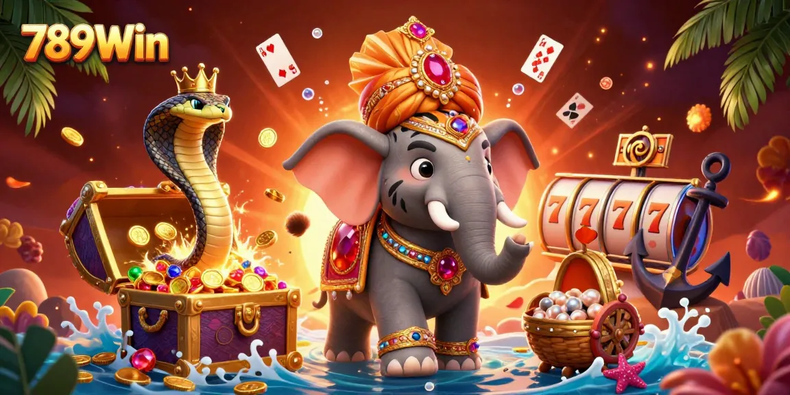 Experience 789Win's vibrant casino adventures with a jubilant cartoon scene filled with exciting gambling elements.