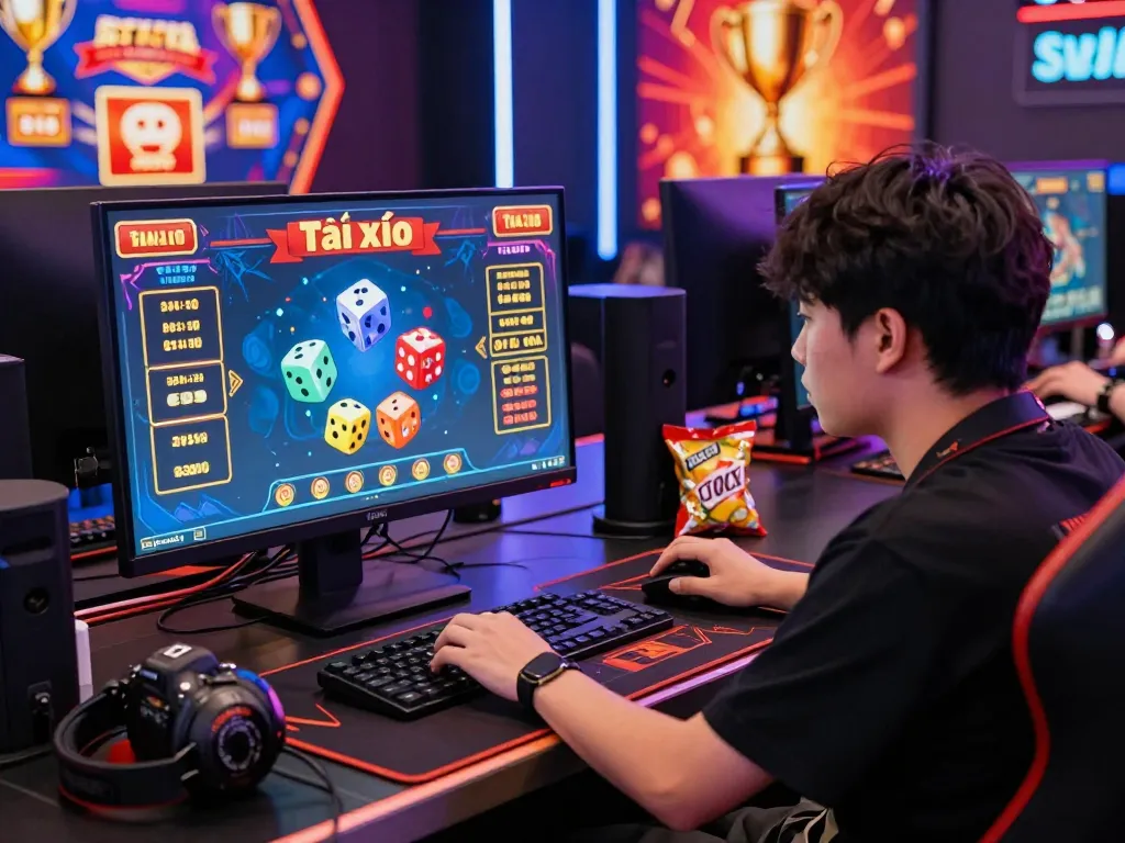 Engaged player enjoying tài xỉu sunwin in an exciting online gaming atmosphere with vivid graphics and immersive elements.