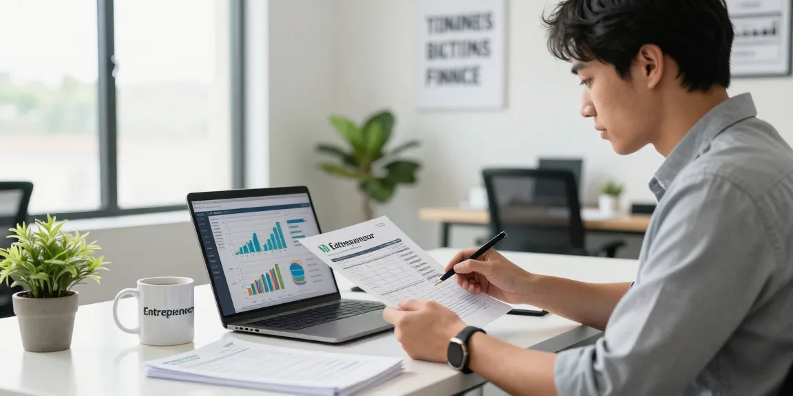 Business owner reviewing documents for a Stripe merchant cash advance in a professional office.