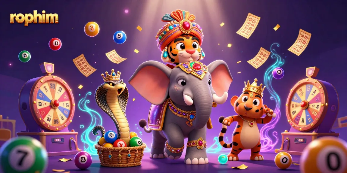 Experience thrilling rophim lottery action with vibrant elements and characters in a dynamic casino scene.