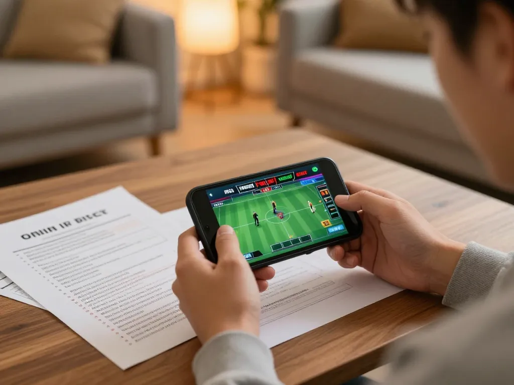 Cakhia user placing bets on their smartphone in a cozy setting, showcasing responsible gambling.