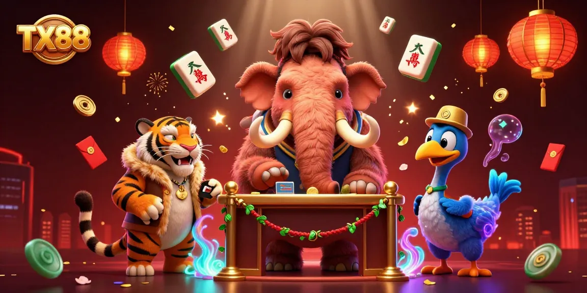 Experience the excitement of TX88 at the casino with vibrant characters and dynamic elements in a lively scene.