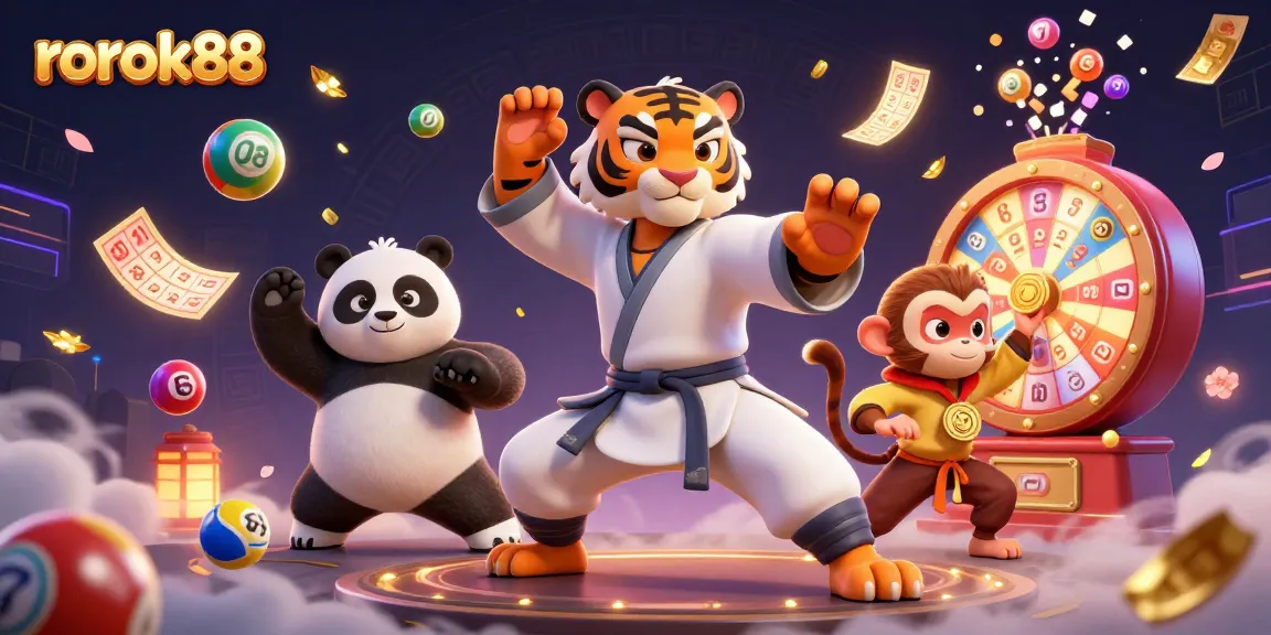 Engage with rokok88 in an exciting 3D casino scene featuring dynamic gaming elements and vibrant characters.