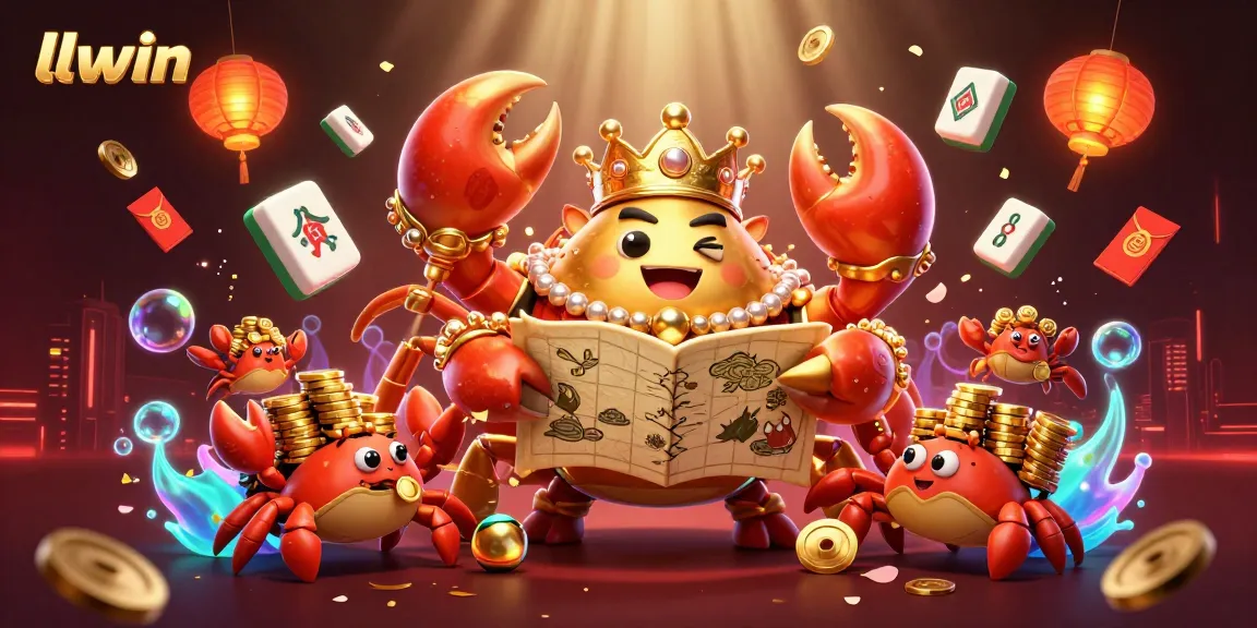 Engage with llwin's vibrant gaming world featuring a lavish crab emperor and golden treasures.