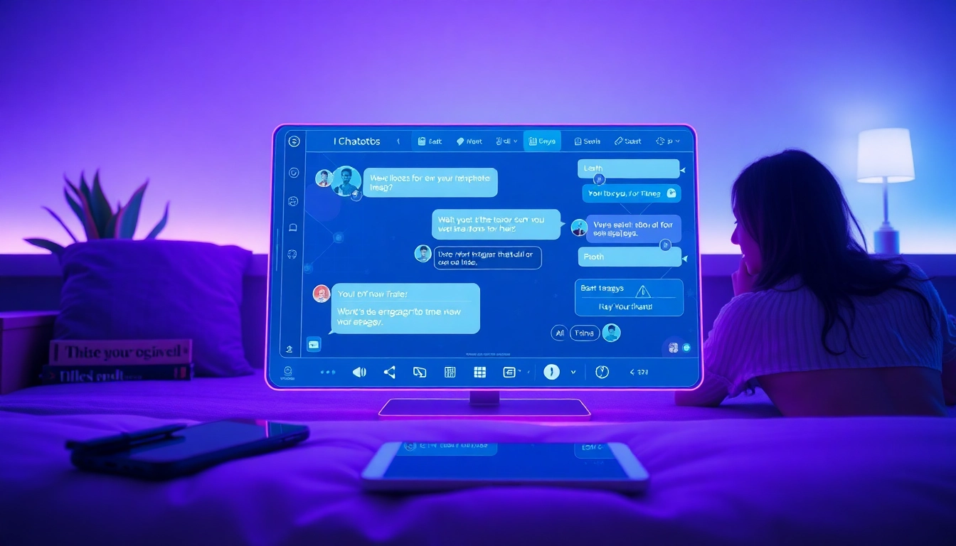 Interactive screen showcasing sex ai chat features in an inviting, modern setting.