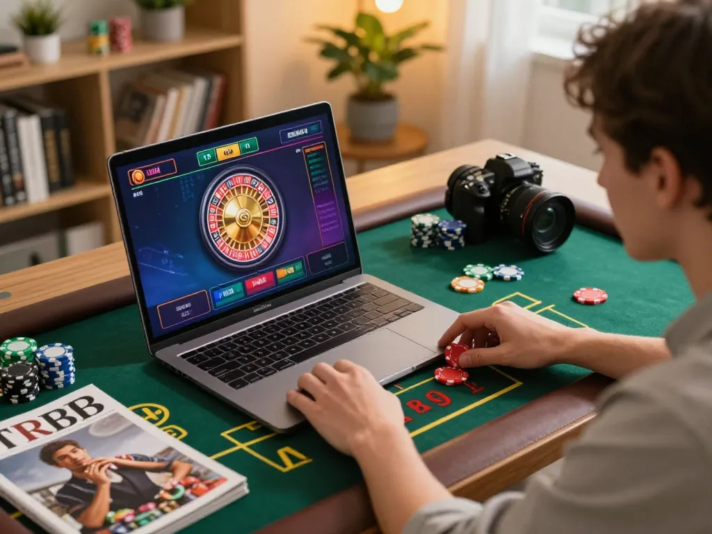 Engaging in strategic gameplay at TR88 online casino with vibrant interface on laptop